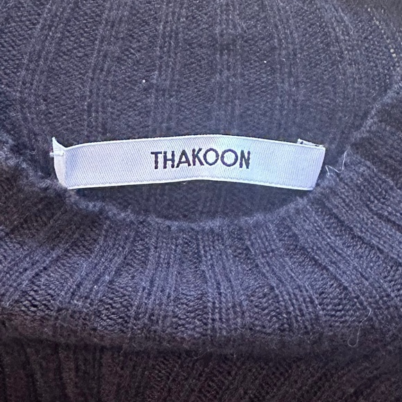 THAKOON Chocolate Brown Long Rib Knit Wool-Blend Dress - Size XL - Picture 3 of 12